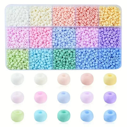 1Box of 15 Grids 4mm Macaroon Color Series Beads Regular Shape