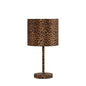 19.25 Inch Faux Suede Leopard Print Metal Table Lamp
