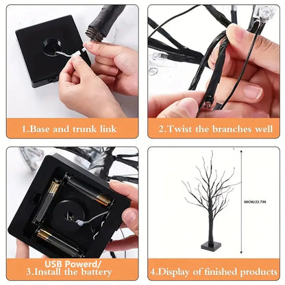 1PC 24 LED Birch Tree Light Adjustable Branches Battery Powered