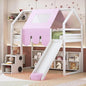 Kids House Loft Bed with Slide, Twin Size