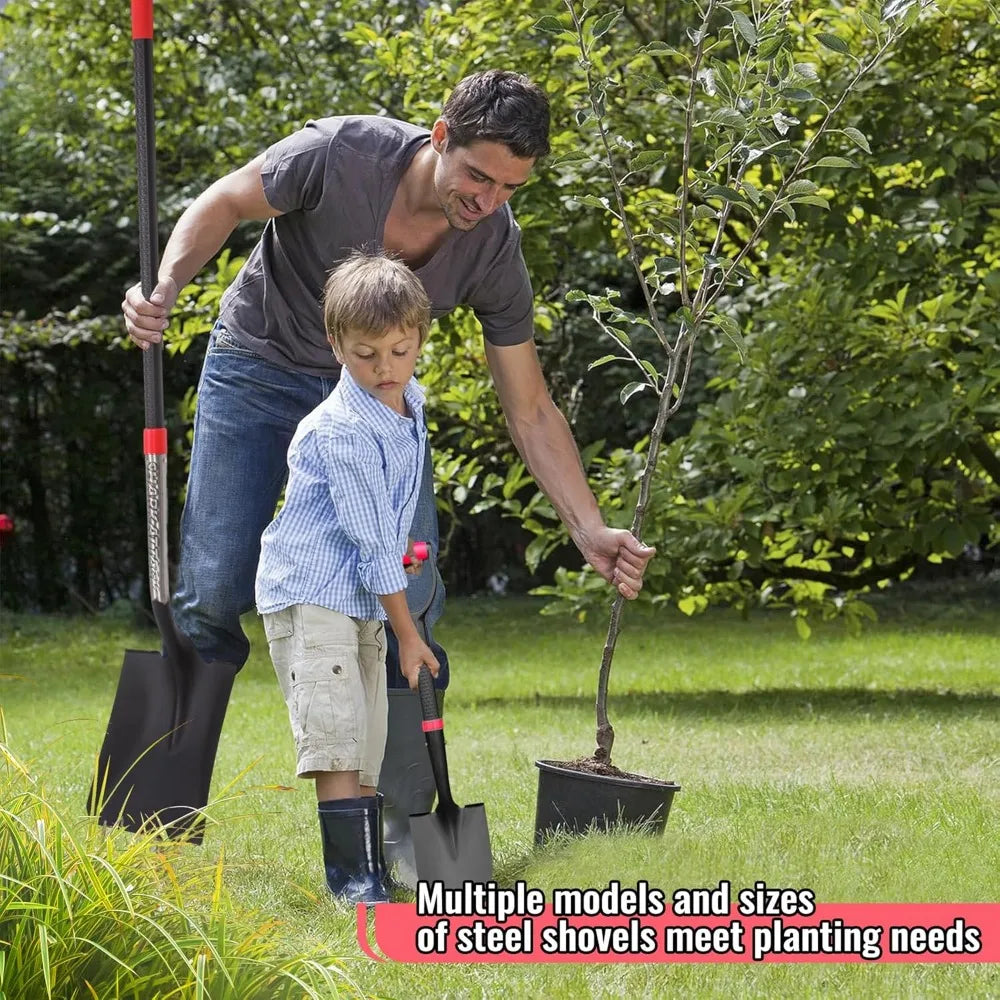 Multi-Size Steel Garden Shovel Set with D-Grip Handles