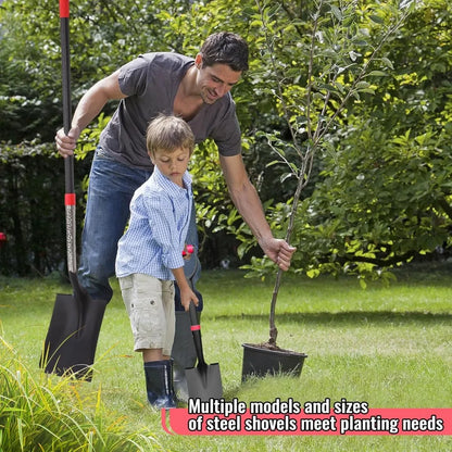 Multi-Size Steel Garden Shovel Set with D-Grip Handles