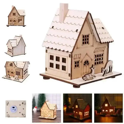 Christmas LED Light Wooden House Luminous Cabin