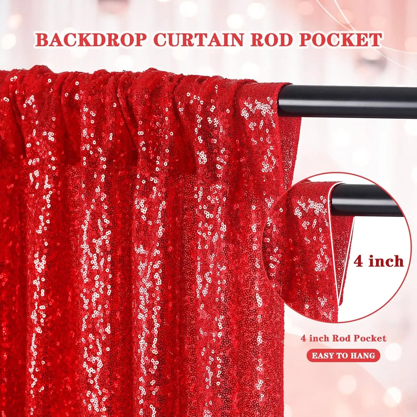 Red Sequin Backdrop Curtains 1Pcs 7ftx7ft Glitter Red Photo Backdrop Drapes Party Wedding Baby Shower Curtain Sparkle Photograph