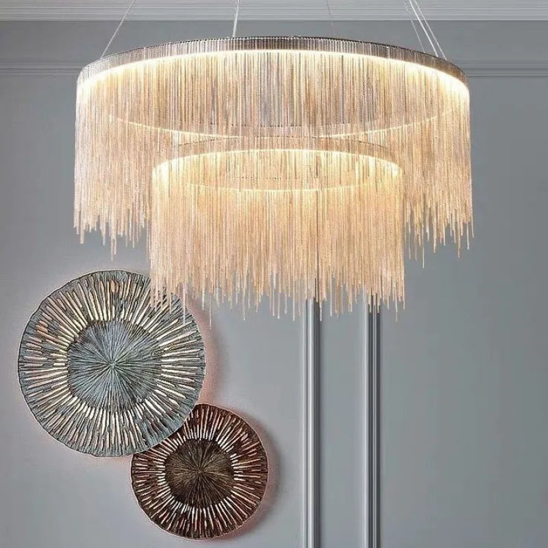 Led Ceiling Chandelier Gold Chains with Remote