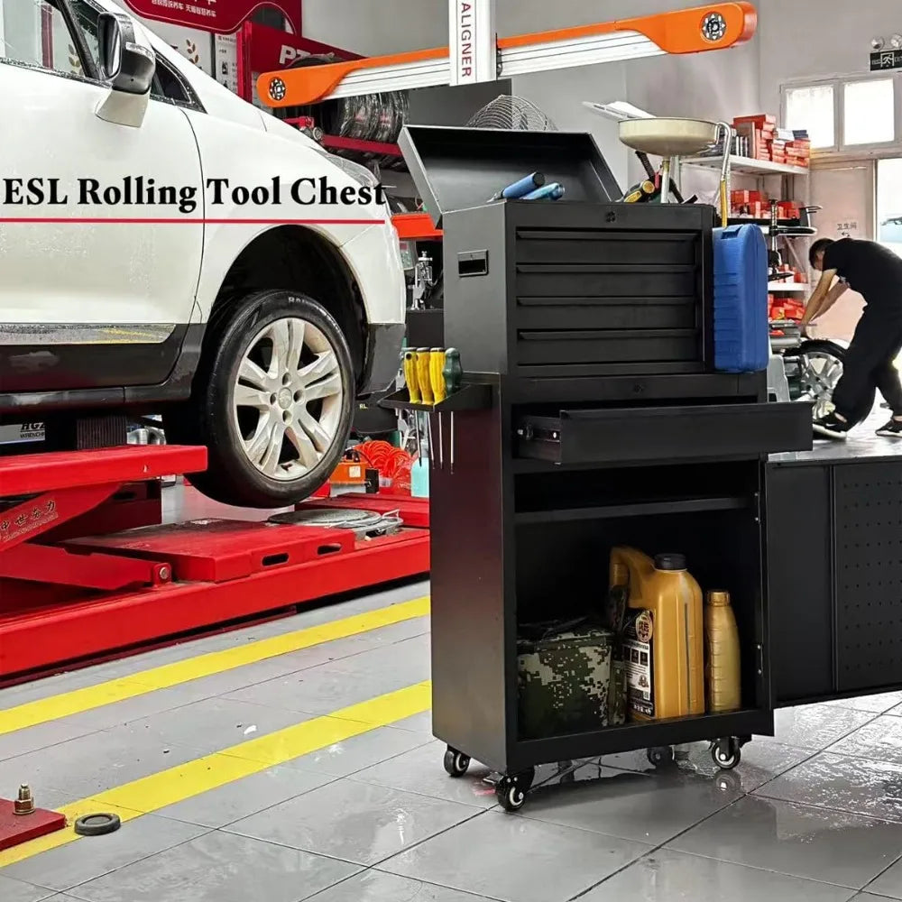 Rolling Tool Chest, 5 Drawers with Big Cabinet