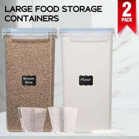 2Pcs 8.5L Large Food Storage Containers With Lids Airtight