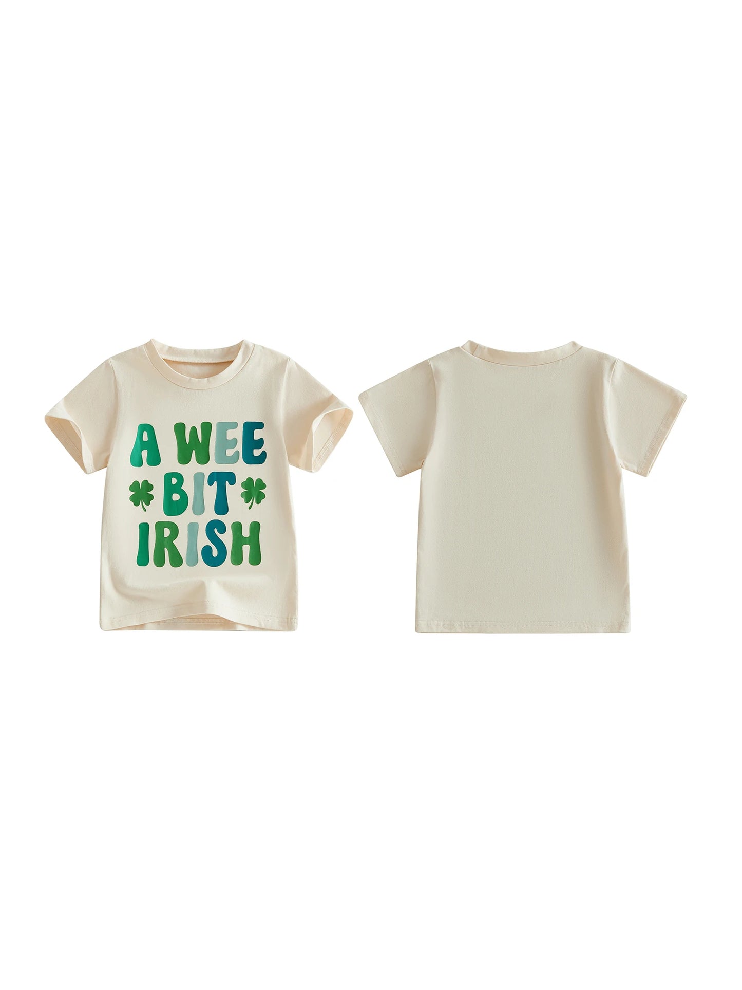 Irish Girl T-Shirts with Lucky Clover Print Short Sleeve Crew Neck