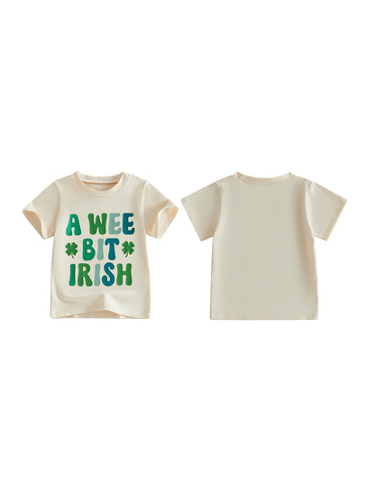 Irish Girl T-Shirts with Lucky Clover Print Short Sleeve Crew Neck