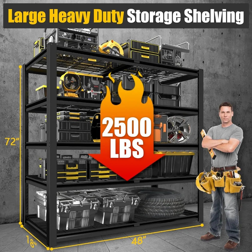 47W x 18D x 72H Metal Heavy Duty Adjustable 5 Tier Wire Shelving