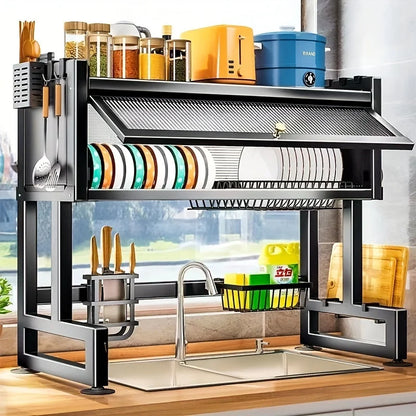 Multifunctional kitchen storage rack with cabinet door passage