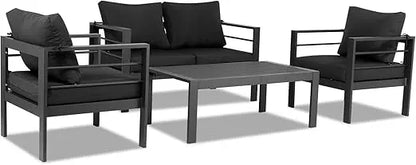 4-Seat Aluminum Outdoor Sectional Furniture Set with Thick, Washable Cushions