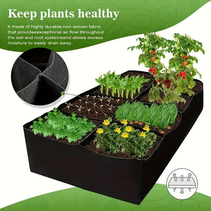 Garden Bed, 128 Gallon 8 Grids Plant Grow Bags, 3x6FT