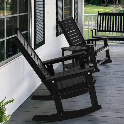 Outdoor Rocking Chair Set | 3-Piece  2 Rocking Chairs with 1 Side Table