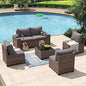 8 Piece Patio Furniture Set with 44” Fire Pit Table