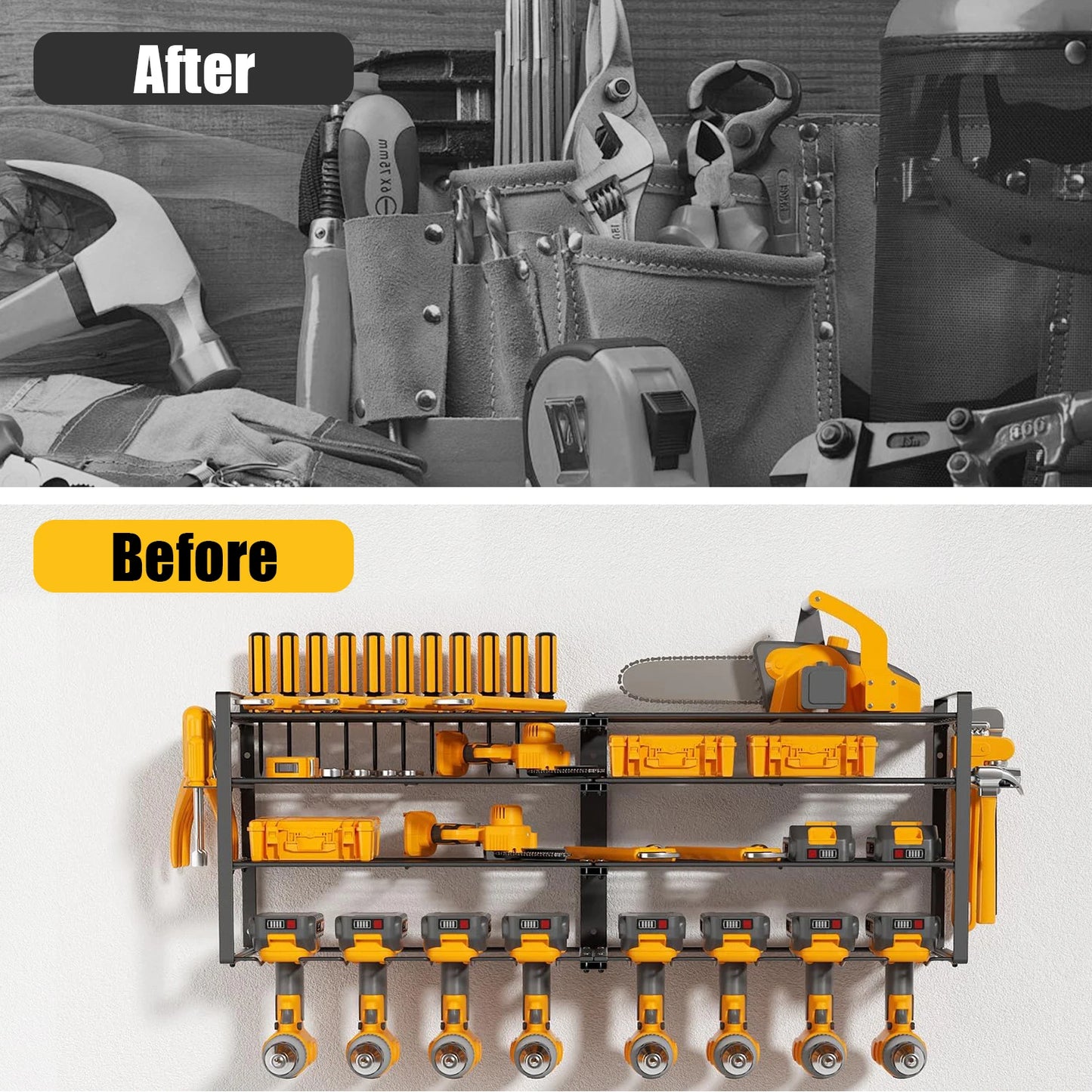 Power Tool Organizer-8 Drill Holder Wall Mount,4 Layer Heavy Duty