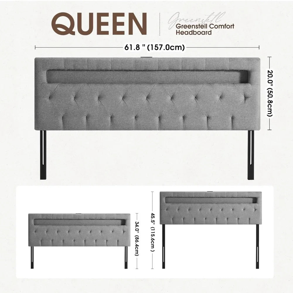 Queen Size Headboard, Attach to Frame, Height Adjustable