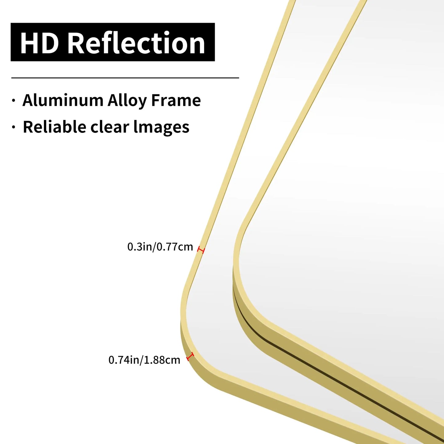 Bathroom Mirror for Wall Metal Rounded Corner Rectangle Mirror