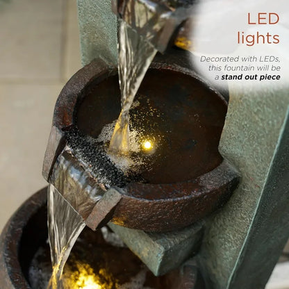 34" 3 Tier Basin Cascading Fountain with LED Lights