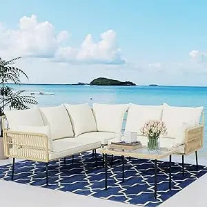 Outdoor Patio Furniture Set, Wicker Outdoor Sectional Set