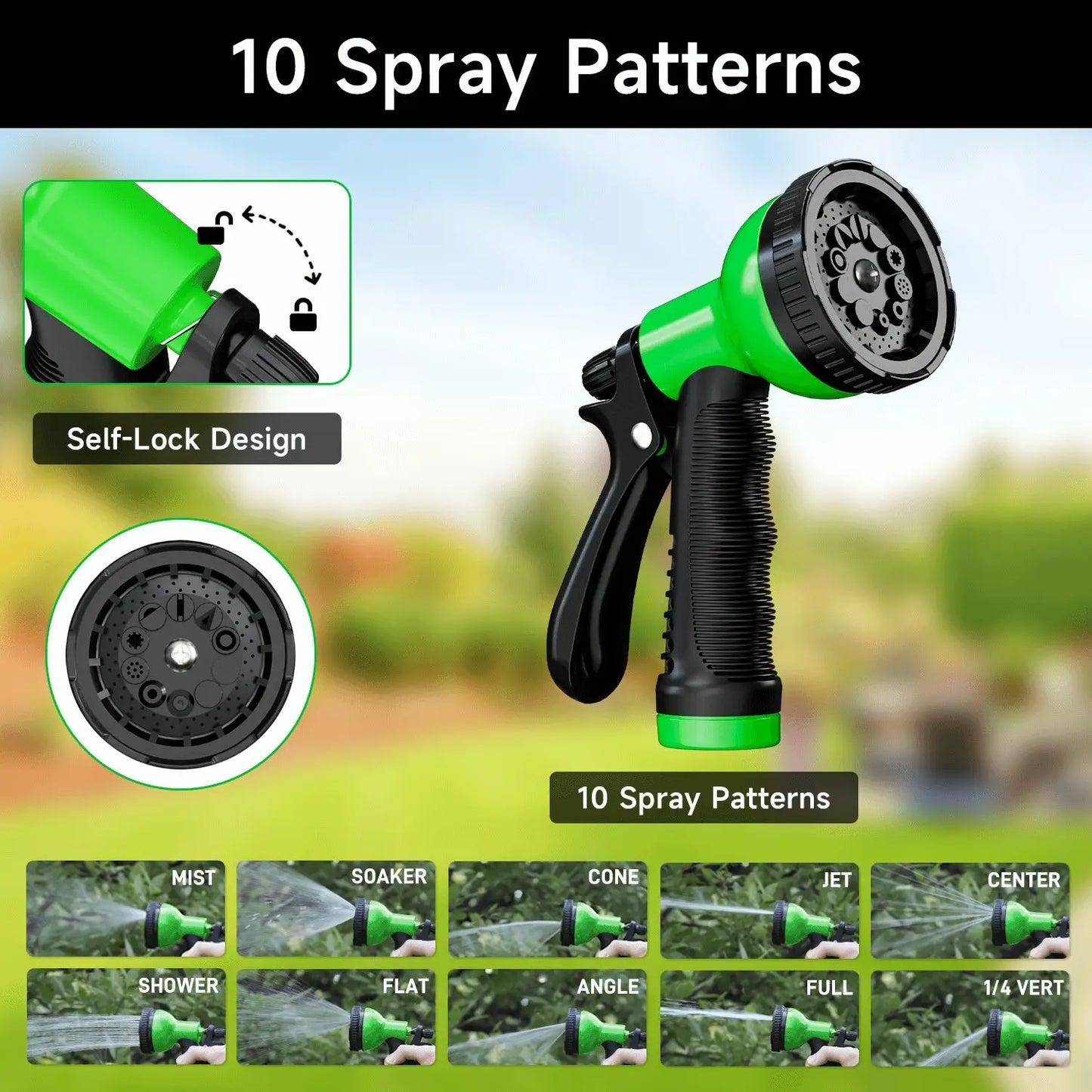 50-100FT Expandable Garden Hose with Holder &10 Spray Nozzle 3/4 inch