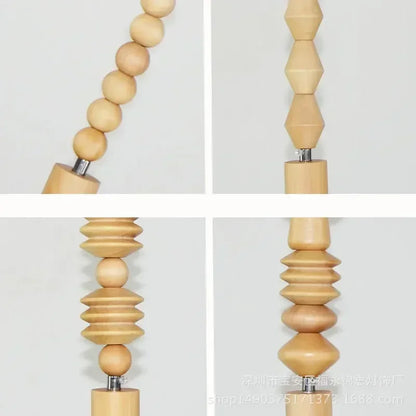 Retro Style Pendant Lights Oak Wooden Geometric Beads