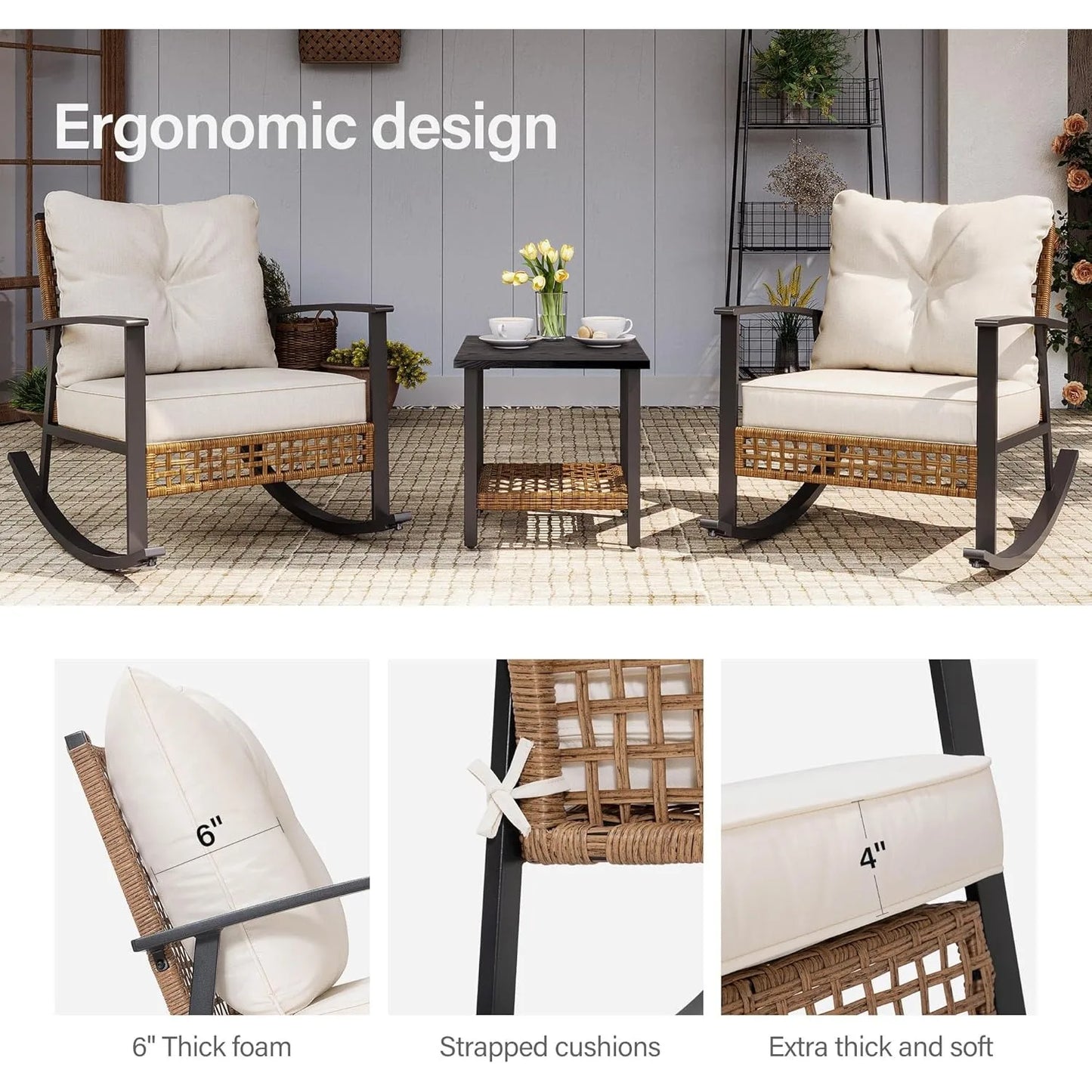 3 Pieces Rocking Bistro Set