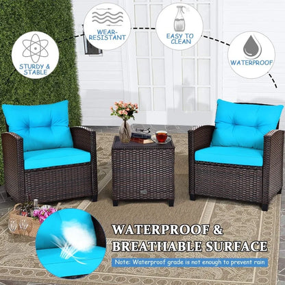 3pcs patio furniture set, rattan wicker