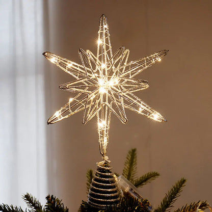Christmas Tree Toppers Star With LED String Lights