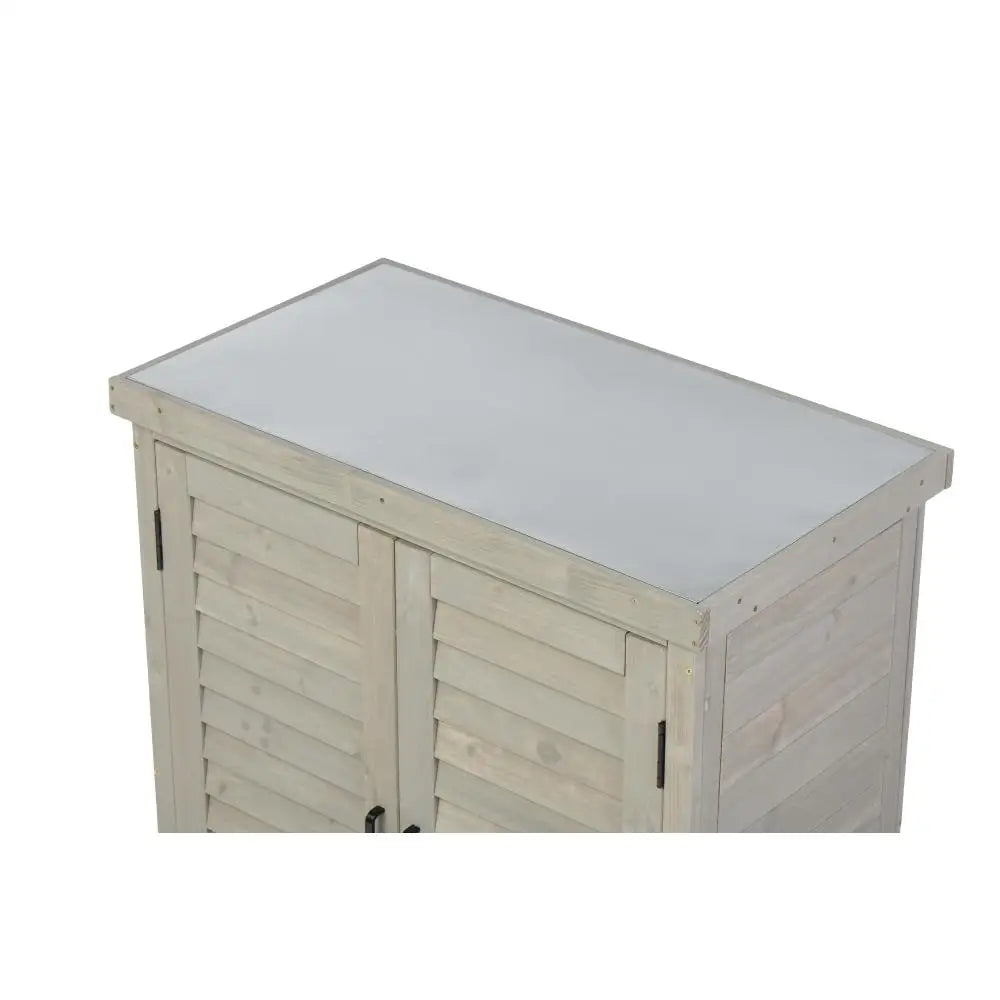 Potting Bench with Storage Cabinet and Metal Table Top  31x17x36''
