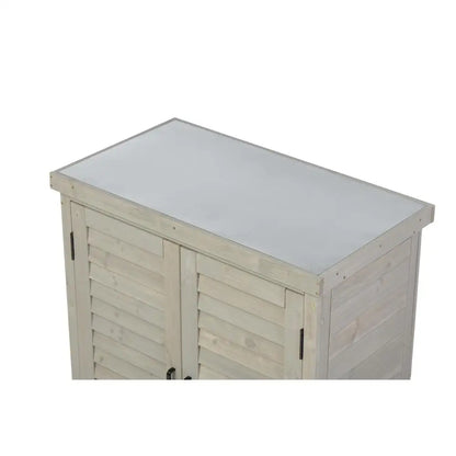 Potting Bench with Storage Cabinet and Metal Table Top  31x17x36''