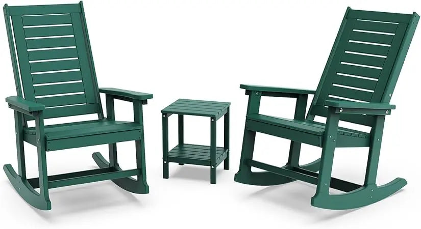 Outdoor Rocking Chair Set | 3-Piece  2 Rocking Chairs with 1 Side Table