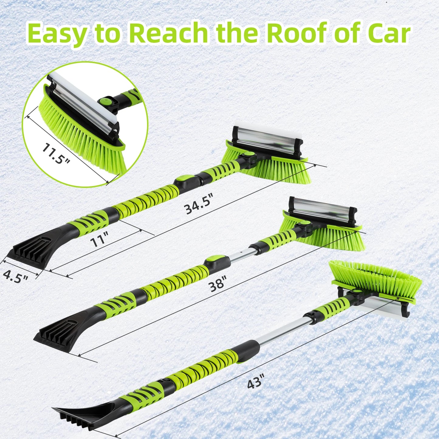 Ultimate Car Snow Cleaner, 43" 2-in-1 Ice Scraper & Brush with Extendable Handle