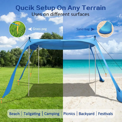 Beach Canopy Beach Tent 11x11 FT Easy to Setup