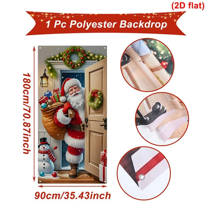 Christmas Hanging Flag Santa Claus Door Banner
