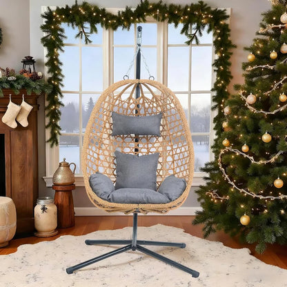 Hanging Egg Chair with Stand & Cushions