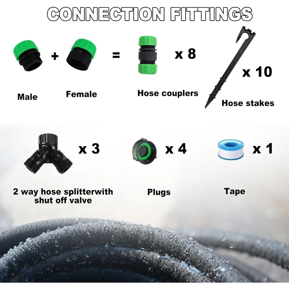 Flexible 75-Foot Soaker Hose System with 50-Foot Garden Hose