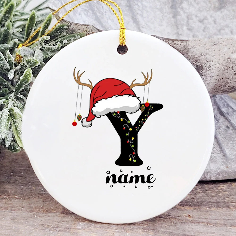Baby's Christmas Ornament Personalized Initial with Name