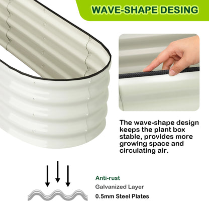 2 Pcs 4.5x2x1ft Oval Raised Garden Bed, Galvanized Raised Beds