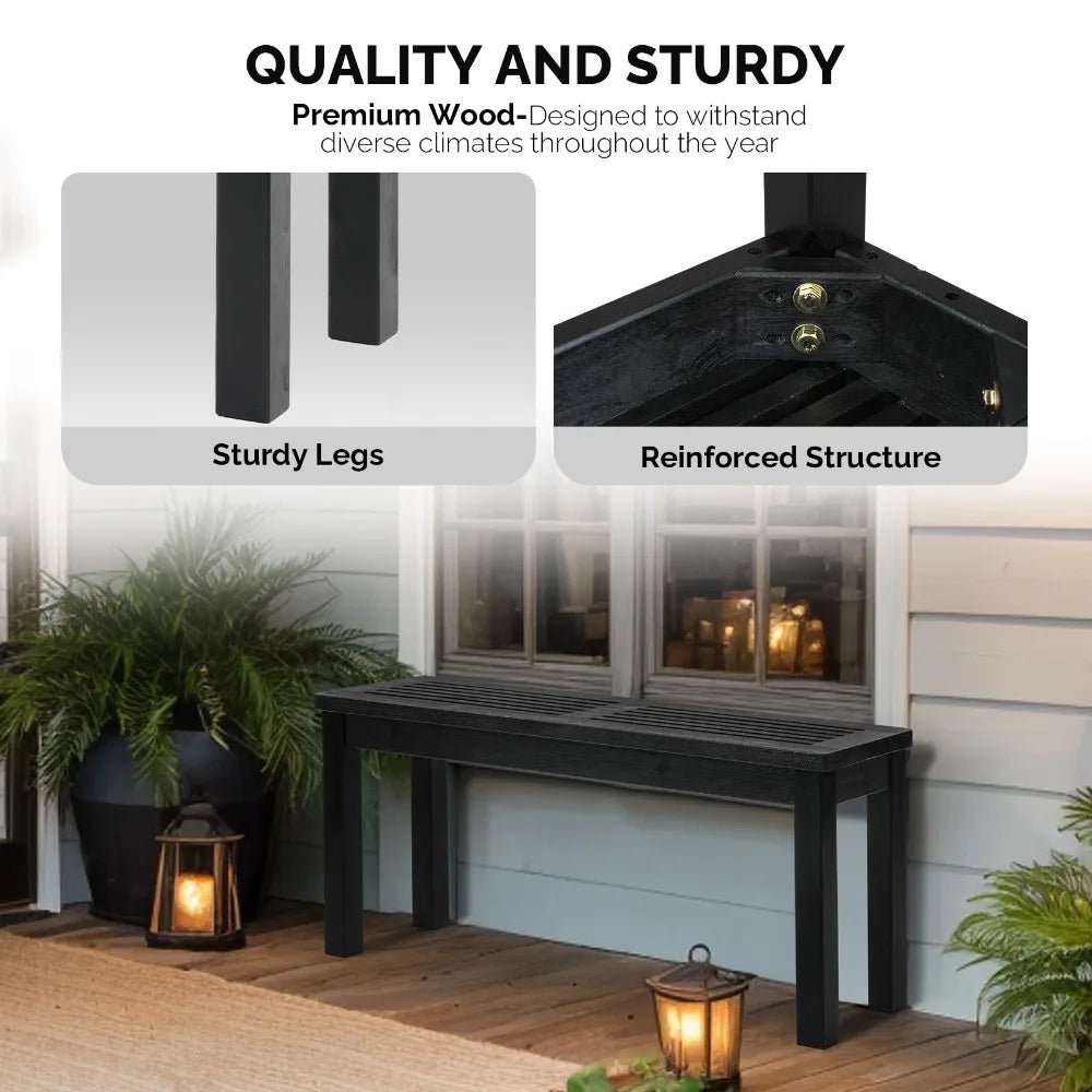 40in Outdoor Wooden Porch Bench