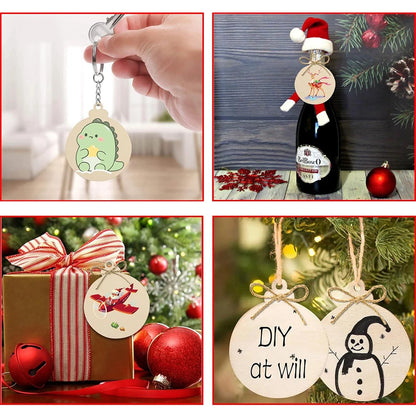 DIY Wooden Christmas Ball Decoration Round Blank Wood Slices