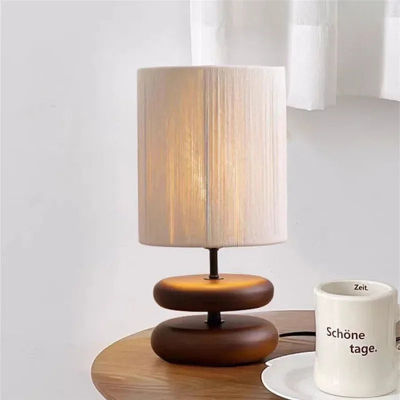 Solid Wood Table Lamp  Jute Rope Table Lamp