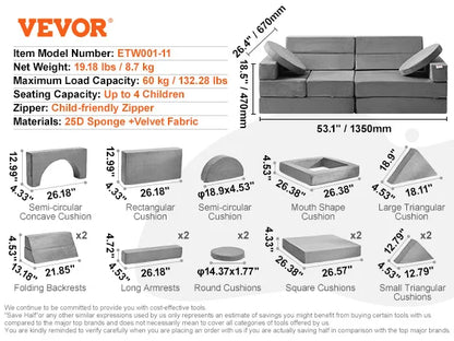 Couch Kids Sofa Toddler Foam Sofa Couch w/ High-density 25D Sponge