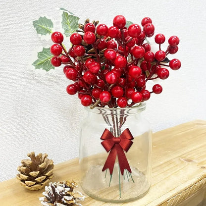 14 Heads Christmas Decoration Artificial Red Berries Bouquets