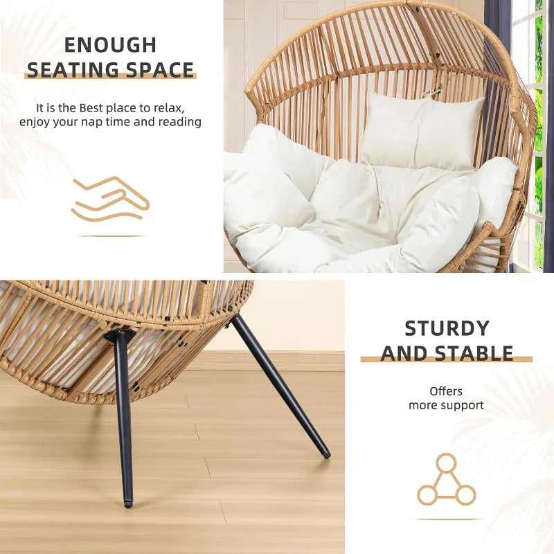 Outdoor Wicker Egg Chair PE Rattan Chair with Cushion