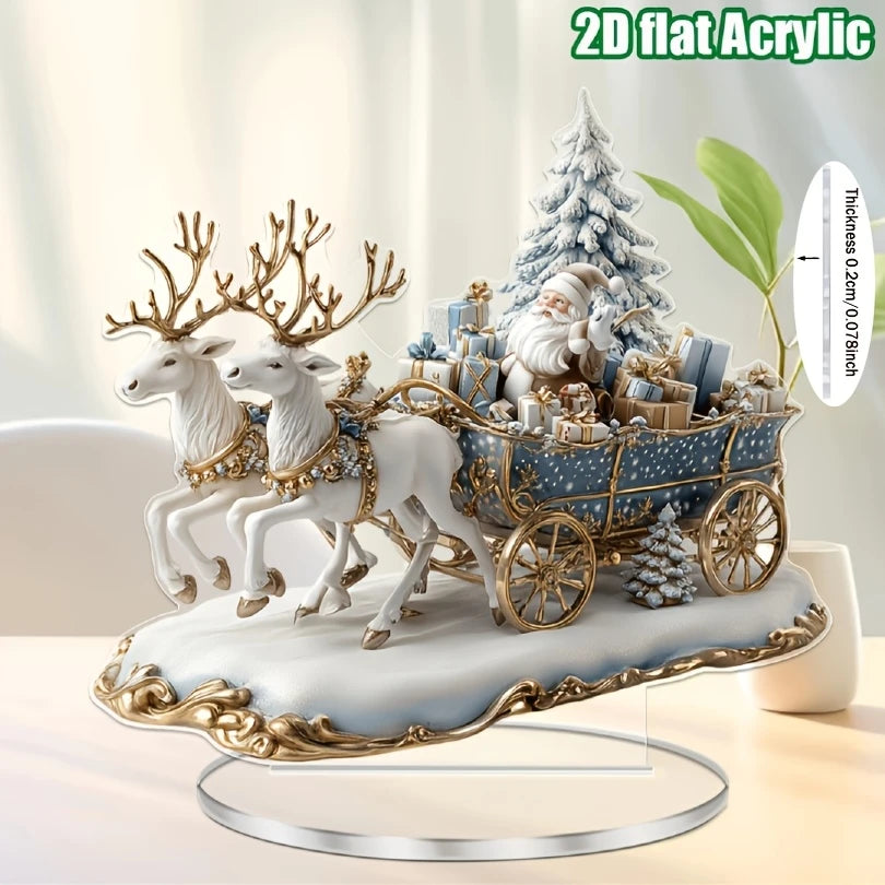 2D Bohemian-Style Acrylic Santa Sleigh Figurine