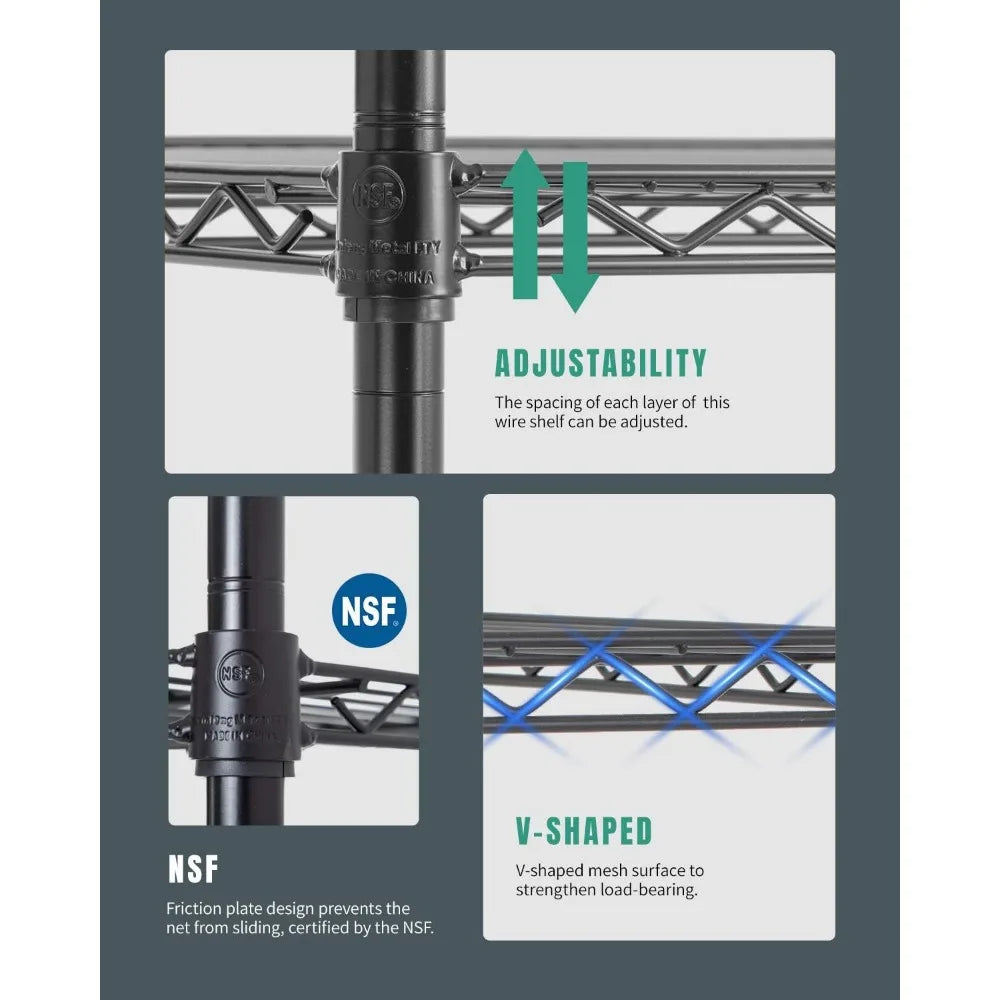 18x48x72 Inch Commercial Wire Shelving Unit with Wheels