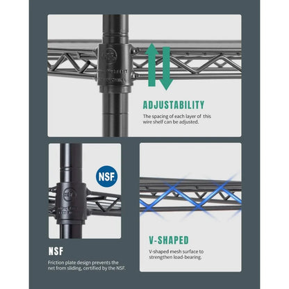 18x48x72 Inch Commercial Wire Shelving Unit with Wheels