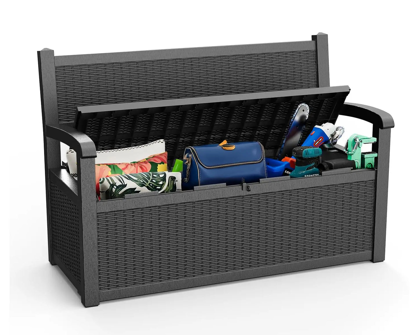80 Gallon Outdoor Storage Bench Deck Box Waterproof Lockable