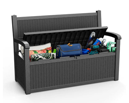 80 Gallon Outdoor Storage Bench Deck Box Waterproof Lockable